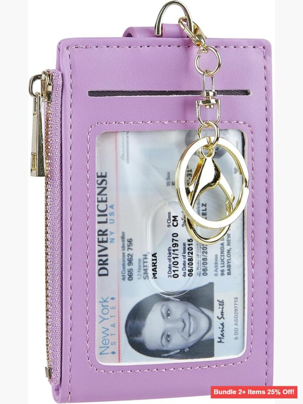 Slim RFID Blocking Card Holder Wallet with Keychain Front Pocket